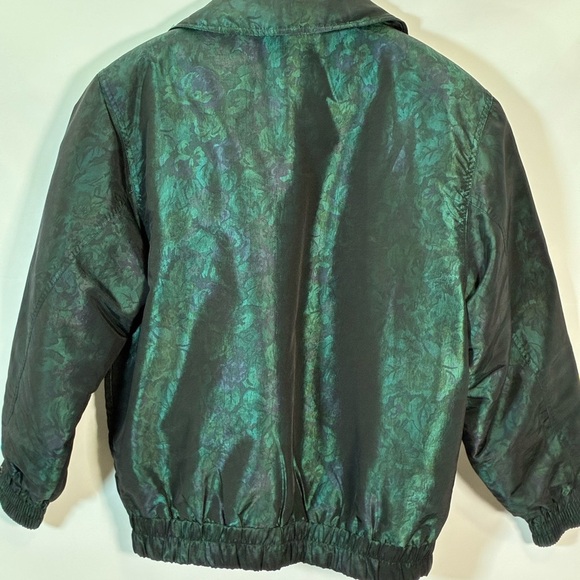 Vintage London Fog Metallic Floral Patterned Jacket Coat Removable Puffer Layer - Picture 9 of 16
